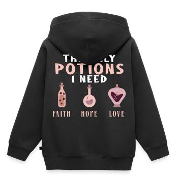 Glaube Hoffnung Liebe Tugend Elixier Witch Trank W - Kinder Premium Organic Hoodie - Schwarz - Hinten - AI Model Kid Male (0cm)