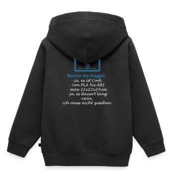 Bevor du fragst... 3D-Druck, 3D, Druck, 3D Druck - Kinder Premium Organic Hoodie - Schwarz - Hinten - AI Model Kid Male (0cm)