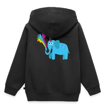 elephant with unicorn, colorful, elephant, rainbow, comic - Kids Premium Organic Hoodie - black - Back - AI Model Kid Male (0cm)