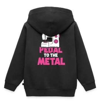 COUTURE: Pédale au Métal - Sweat Premium à capuche enfant bio - noir - Dos - AI Model Kid Male (0cm)