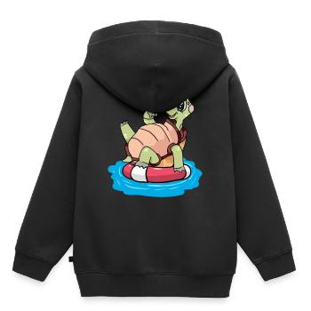 Schildkröte Seenot Schwimmring Ahoi Kind - Kinder Premium Organic Hoodie - Schwarz - Hinten - AI Model Kid Male (0cm)