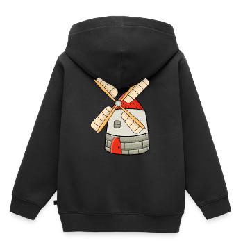 Moulin à vent - Sweat Premium à capuche enfant bio - noir - Dos - AI Model Kid Male (0cm)