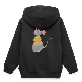 Rat rongeur rongeur souris vermine ravageur - Sweat Premium à capuche enfant bio - noir - Dos - AI Model Kid Male (0cm)