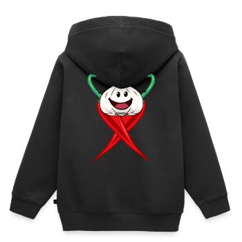 Chilli scharfe Gewürze Knoblauch Zwiebel Kochkunst - Kinder Premium Organic Hoodie - Schwarz - Hinten - AI Model Kid Male (0cm)