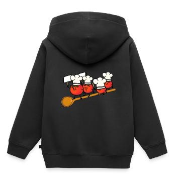 Chef Cuisines Démonstration Tomate Gastronomie Job - Sweat Premium à capuche enfant bio - noir - Dos - AI Model Kid Male (0cm)
