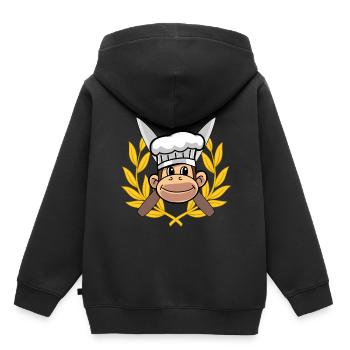 Koch Köchin Gourmet Affe Chefkoch Hobbykoch - Kinder Premium Organic Hoodie - Schwarz - Hinten - AI Model Kid Male (0cm)