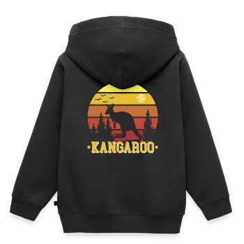 Kangourou Kangourous Kangourou Bébé Kangourou Dictons - Sweat Premium à capuche enfant bio - noir - Dos - AI Model Kid Male (0cm)