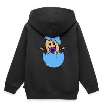 Coquille d’arachide naissance bébé éclosion oeuf - Sweat Premium à capuche enfant bio - noir - Dos - AI Model Kid Male (0cm)