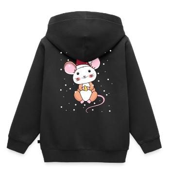 Xmas Kind Maus Schneeflocken Christmas Weihnachten - Kinder Premium Organic Hoodie - Schwarz - Hinten - AI Model Kid Male (0cm)