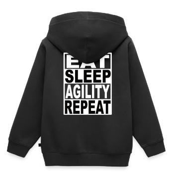 Manger Dormir Agilité Répéter - Sweat Premium à capuche enfant bio - noir - Dos - AI Model Kid Male (0cm)