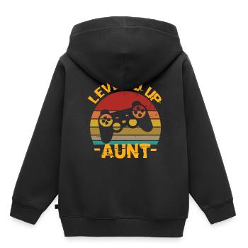 Niveau supérieur Tante Tante Anniversaire Tante - Sweat Premium à capuche enfant bio - noir - Dos - AI Model Kid Male (0cm)