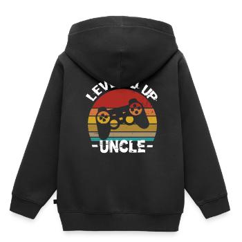 Niveau supérieur Oncle Oncle Oncle Anniversaire Oncle - Sweat Premium à capuche enfant bio - noir - Dos - AI Model Kid Male (0cm)