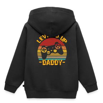 Level Up Daddy Papa Papa Birthday Papa - Kids Premium Organic Hoodie - black - Back - AI Model Kid Male (0cm)