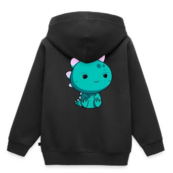 Dragon Dinosaure Enfants Bébé Fable Mythe Dino - Sweat Premium à capuche enfant bio - noir - Dos - AI Model Kid Male (0cm)