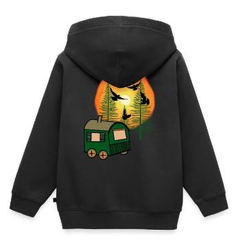 Kleine Hütte Haus Bauwagen Naturliebhaber Freiheit - Kinder Premium Organic Hoodie - Schwarz - Hinten - AI Model Kid Male (0cm)