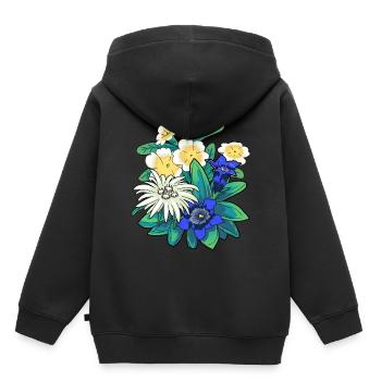 Austria Flowers Flower Mountains Mountains Nature Flora - Kids Premium Organic Hoodie - black - Back - AI Model Kid Male (0cm)