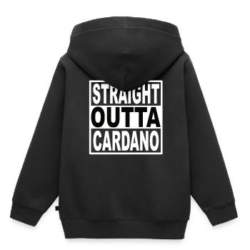 Straigt Outta Cardano - Sweat Premium à capuche enfant bio - noir - Dos - AI Model Kid Male (0cm)