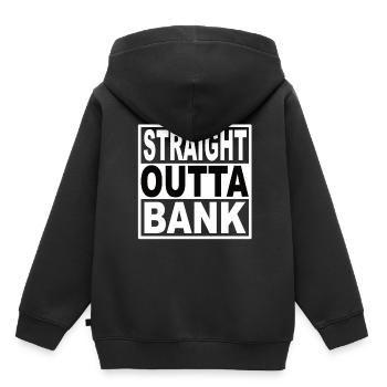 Banque Straigt Outta - Sweat Premium à capuche enfant bio - noir - Dos - AI Model Kid Male (0cm)