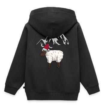 Autriche, Alpes, Montagnes, Montagnes, Mouton, Mouton, Alm - Sweat Premium à capuche enfant bio - noir - Dos - AI Model Kid Male (0cm)