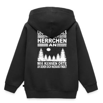 Leg Dich Niemals Mit Einem Herrchen an - Kinder Premium Organic Hoodie - Schwarz - Hinten - AI Model Kid Male (0cm)