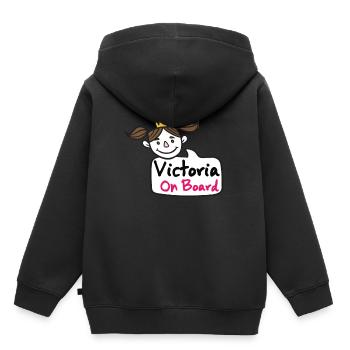 Victoria à bord - Sweat Premium à capuche enfant bio - noir - Dos - AI Model Kid Male (0cm)
