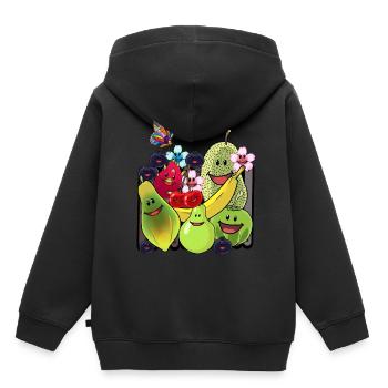 Fruits d’été Fruits Cuisine végétarienne Fruits - Sweat Premium à capuche enfant bio - noir - Dos - AI Model Kid Male (0cm)