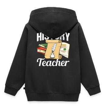 Professeur d’histoire Professeur d’histoire Professeur d’histoire - Sweat Premium à capuche enfant bio - noir - Dos - AI Model Kid Male (0cm)