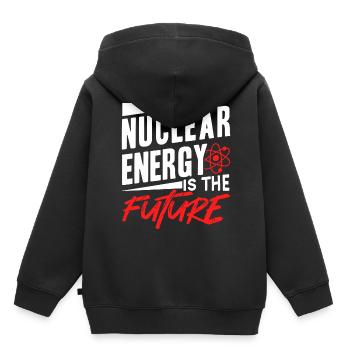L’énergie nucléaire est l’avenir L’énergie nucléaire L’énergie nucléaire - Sweat Premium à capuche enfant bio - noir - Dos - AI Model Kid Male (0cm)