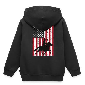 Reiten Herren - Kinder Premium Organic Hoodie - Schwarz - Hinten - AI Model Kid Male (0cm)