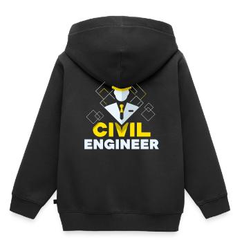 Ingénieur civil Profession étudiante en génie civil - Sweat Premium à capuche enfant bio - noir - Dos - AI Model Kid Male (0cm)