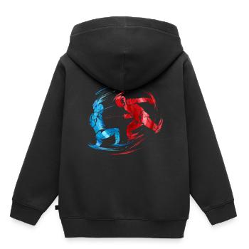 Sport Escrime Deux adversaires en combat à l’escrime - Sweat Premium à capuche enfant bio - noir - Dos - AI Model Kid Male (0cm)