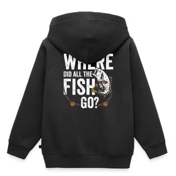 Wo Sind Die Ganzen Fische Hin? Fischen Fischer - Kinder Premium Organic Hoodie - Schwarz - Hinten - AI Model Kid Male (0cm)