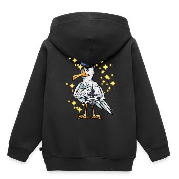 Seagull Sailor Sailor Maritim Anchor Ahoi Capitaine - Sweat Premium à capuche enfant bio - noir - Dos - AI Model Kid Male (0cm)