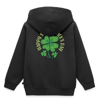 Bonne Saint-Patrick Saint-Patrick - Sweat Premium à capuche enfant bio - noir - Dos - AI Model Kid Male (0cm)