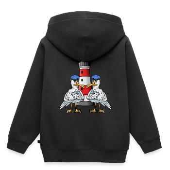 Mouettes maritimes Oiseaux de mer Phare Côte Oiseaux de mer - Sweat Premium à capuche enfant bio - noir - Dos - AI Model Kid Male (0cm)