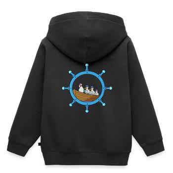 Maritim Steuerrad Oma Huhn Seenot Ruderboot - Kinder Premium Organic Hoodie - Schwarz - Hinten - AI Model Kid Male (0cm)