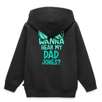 Papa Blague Papa Blague Père Blagues - Sweat Premium à capuche enfant bio - noir - Dos - AI Model Kid Male (0cm)