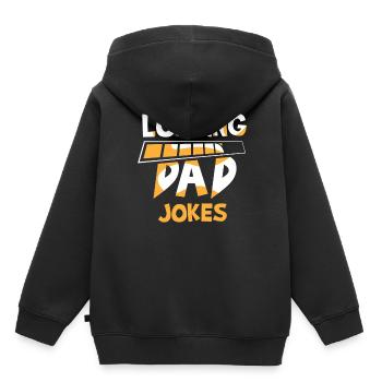 Papa Blague Papa Blague Père Blagues - Sweat Premium à capuche enfant bio - noir - Dos - AI Model Kid Male (0cm)