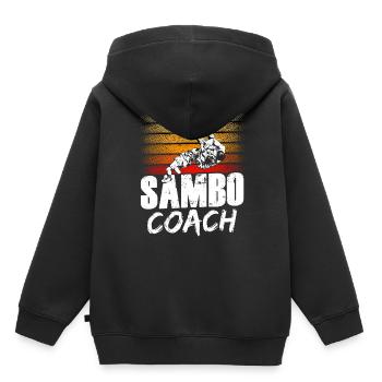 Entraîneur de Sambo Entraînement Arts Martiaux Arts Martiaux Arts Martiaux - Sweat Premium à capuche enfant bio - noir - Dos - AI Model Kid Male (0cm)