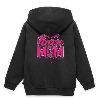 Infirmière en soins intensifs Maman Soins intensifs - Sweat Premium à capuche enfant bio - noir - Dos - AI Model Kid Male (0cm)