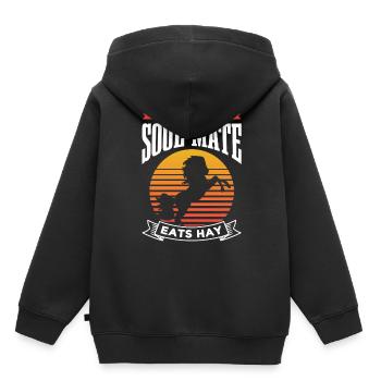 Mein Seelenverwandter Frisst Heu Reiten Pferd - Kinder Premium Organic Hoodie - Schwarz - Hinten - AI Model Kid Male (0cm)
