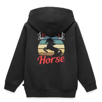 Ich Liebe Mein Pferd Reiterhof Reiten Reiter - Kinder Premium Organic Hoodie - Schwarz - Hinten - AI Model Kid Male (0cm)