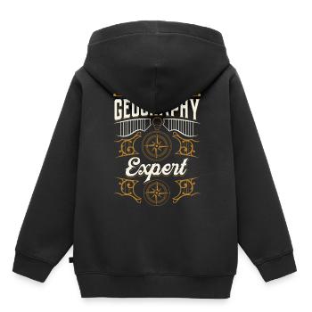 Expert en géographie Géographie Étudiant Géographe - Sweat Premium à capuche enfant bio - noir - Dos - AI Model Kid Male (0cm)