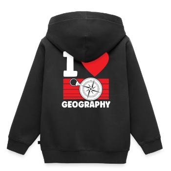 J’adore géographie Géographie Profession Géographie Géographie - Sweat Premium à capuche enfant bio - noir - Dos - AI Model Kid Male (0cm)