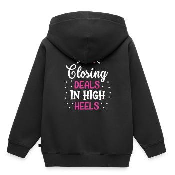 Geschäftsabschlüsse In Stöckelschuhen Makler - Kinder Premium Organic Hoodie - Schwarz - Hinten - AI Model Kid Male (0cm)