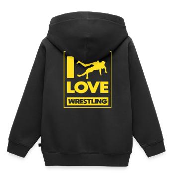 I Love Wrestling Wrestling Wrestling Wrestlers - Kids Premium Organic Hoodie - black - Back - AI Model Kid Male (0cm)
