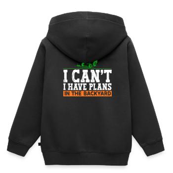 Ich Kann Nicht Ich Habe Pläne Im Hinterhof Rasen - Kinder Premium Organic Hoodie - Schwarz - Hinten - AI Model Kid Male (0cm)