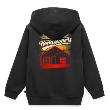 Propriétaire Propriétaire Maison Hôte - Sweat Premium à capuche enfant bio - noir - Dos - AI Model Kid Male (0cm)