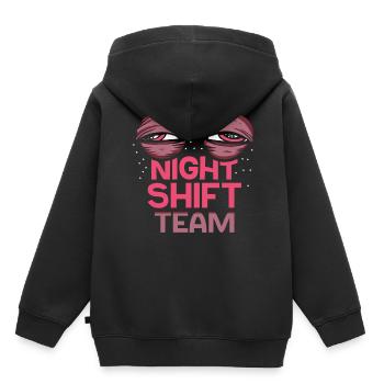 Équipe de nuit Équipe De nuit Travail de collègue de nuit - Sweat Premium à capuche enfant bio - noir - Dos - AI Model Kid Male (0cm)