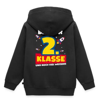 Bis Zur 2. Klasse und noch viel weiter Rakete - Kinder Premium Organic Hoodie - Schwarz - Hinten - AI Model Kid Male (0cm)